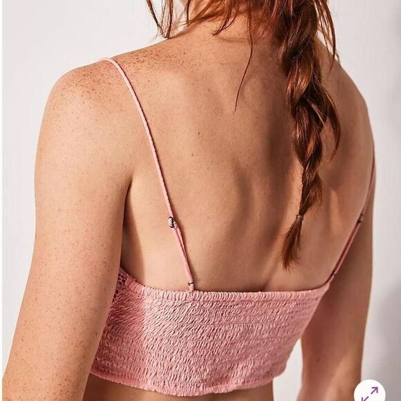 Free People Women's Sz Medium Heart Haze Pink Let Lyra Crochet Lace Bralette - Picture 6 of 6